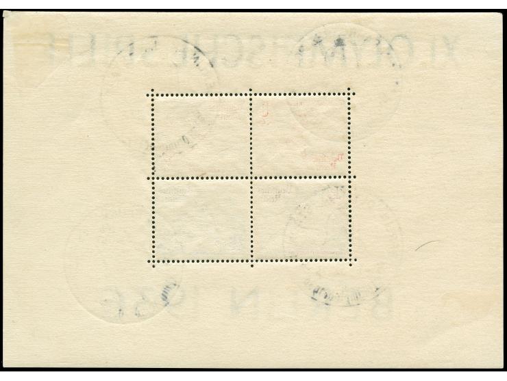 1936, Olympiablöcke beide auf dickem Papier (über 0,20mm) je mit zwei versch. ESSt. Berlin K.d.F.-Stadt bzw. Fahrbares Postam
