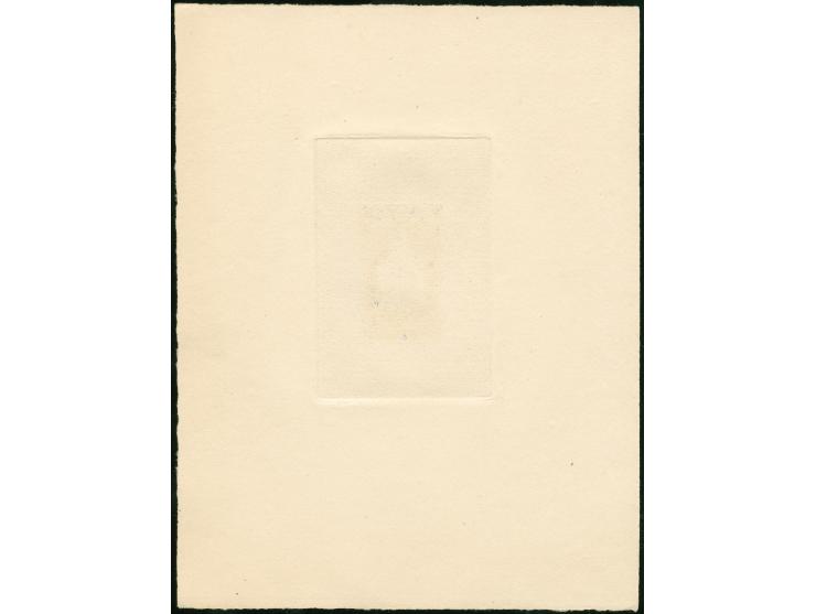 1947, Palace Sanaa 4 b. deep blue, die proof with inscriptions on large sunken card, signed by the engraver in pencil. Very F
