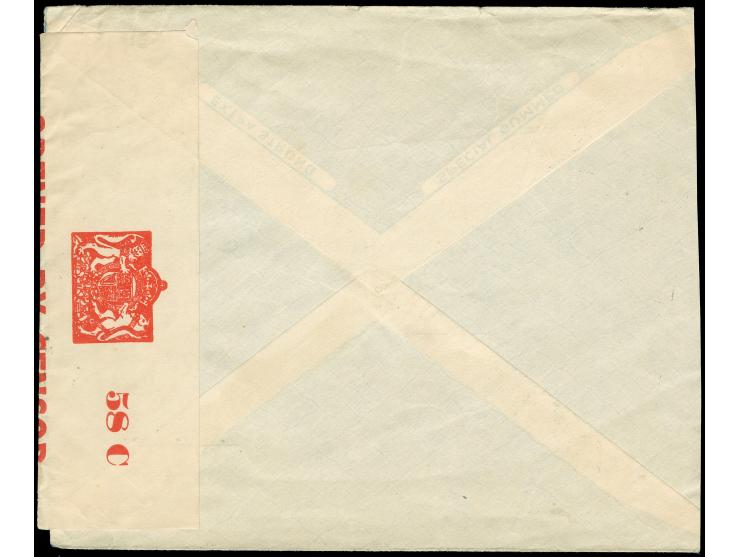 1941, Shah Resa Pahlewi 75 d. and 1 r. on reverse of commercial cover Bethlehem Steel from Teheran, red cancellation “VIA OVE