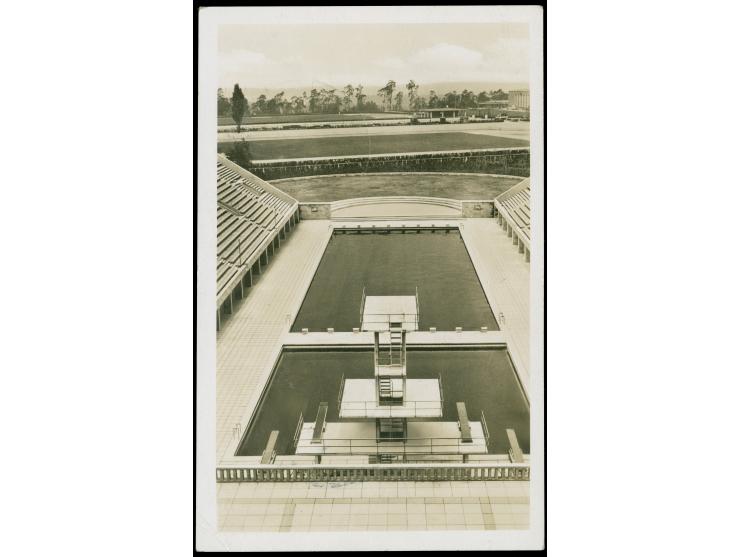 1936, Olympiafahrt drei Belege ab Frankfurt, dabei GA-Karte nach Berlin, Karte über Berlin nach Ostpreussen und Heftchenblatt