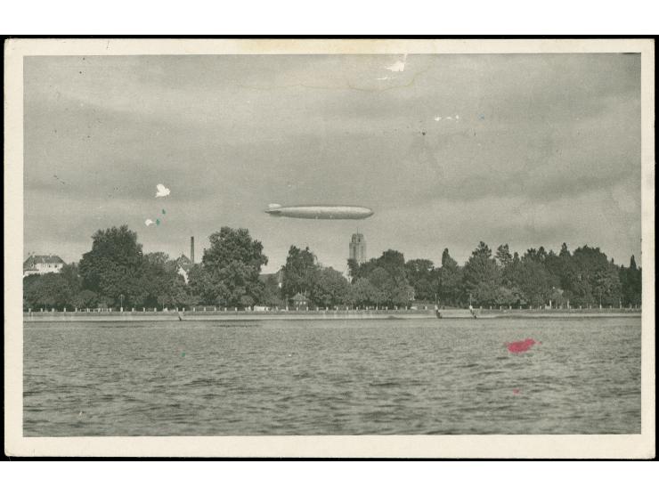 1929, Schlesienfahrt Karte mit 50 Pfg Flugpost, Abwurf Oppeln, Bordpost 17.10., Flugstempel und privater Flugstempel sowie An