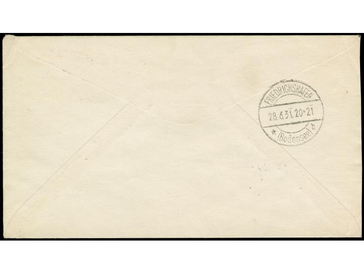 1931, Schwabenfahrt Rückfahrt, Brief ab Böblingen 28.6. mit 2 RM Zeppelin Südamerikafahrt, liegendes Wz., Flugstempel vs., An