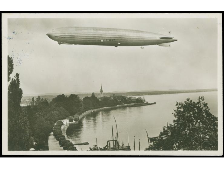 1932, Kurzfahrten in die Schweiz, 50 Pf. orangebraun und 25 Pf. blau auf Bordpostkarte vom 2.8.32 nach Friedrichshafen
