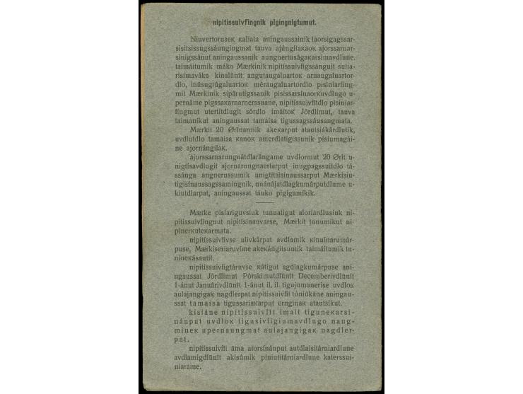 1950, Greenland Savings Book with gray cover containing 25ore blue (144 stamps ) including six scarce blocks of 12 and few st