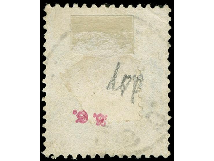 1883/84, 1 s. dull-green EJ and 1 s. dull green BI, both clear cancelled, SG £ 535
