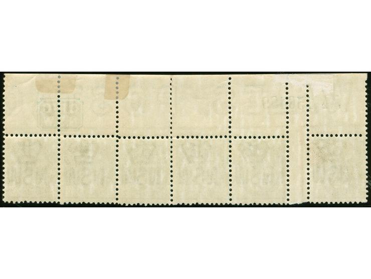 1899, ½ d. blue-green, wmk. Crown over NSW, comb perf. 12 x 11½ , fine interpanneau top marginal strip of six with sheet requ