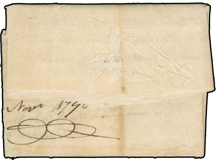 1795, Entire written from St Petersburg on November 20th, addressed to Newburyport, with clear bishop mark 3 AP on obverse, r
