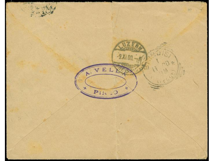 1893/1900, Small Hermes Heads: Two covers and three postcards of Corfou and Athens to Swiss, Austria and Germany, three diffe