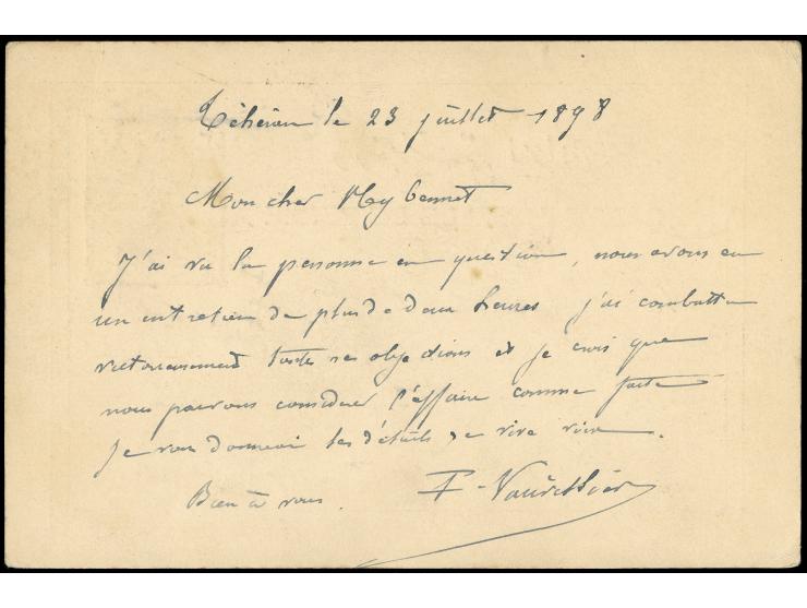 1896, Mozaffar-ed-din Shah Qajar 2 ch. brown postal stationery card cancelled oval Teheran ds., to SCHIMERAN 22/7/98 with arr