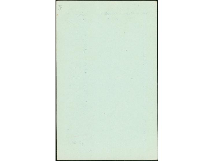 1933, 10 di. blue on light blue postal stationery card, overprinted "Specimen", additional 10 di. blue on pale greenish-blue 