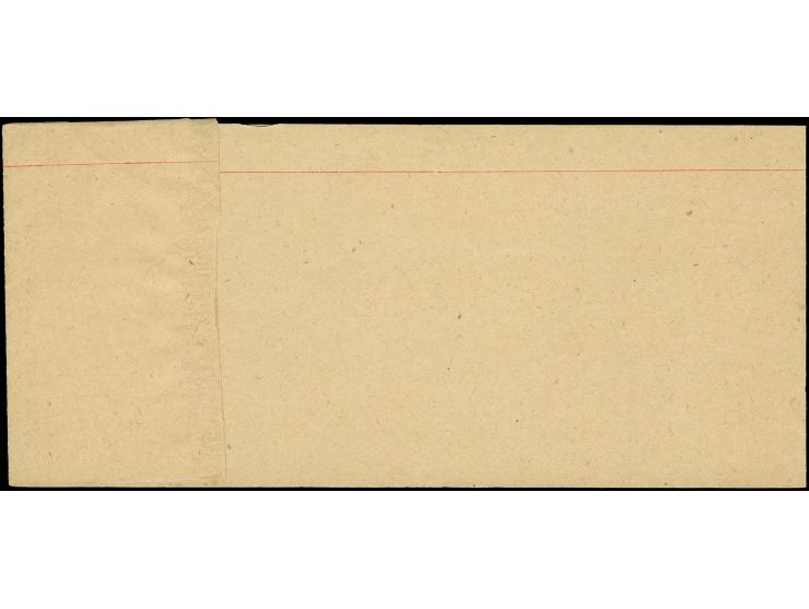 1888, Wrapper 1 ch. red, Type B and Type C overprints, both unused. (Persiphila PW1)
