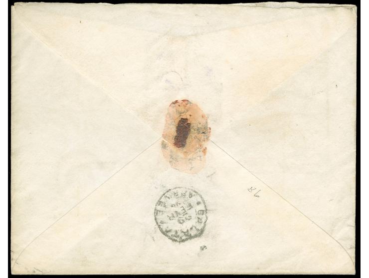 1896, Lion envelope 16 ch. rose-red (141x109mm) violet marks ‘Recommandee’ and ‘via Bayazid’, from TABRIZ to Constantinople w