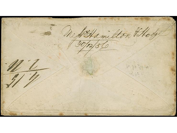 1856, Envelope cancelled ‘CONSTANTINOPEL 19.12’ and ‘FRANCO’ in black, ms. ‘Via Trieste’ and ‘prepaid’, taxe “12” and ink cro