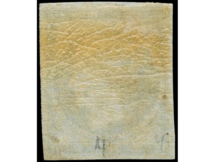 1861, Paris Printing 20 l. blue on blueish paper with bright colours, imperf., good to wide margins all round, unused with la