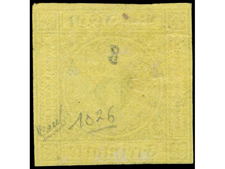 1854, 6 Kr. gelb, vollrandig an drei Seiten, unten leicht berührt, ohne Gummi, sign. Paul