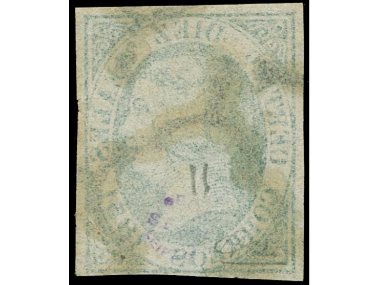 1851, 10 r. green, fresh colour and good to large margins, neatly cancelled by black 'spider', very fine. Signed Senf and R. 