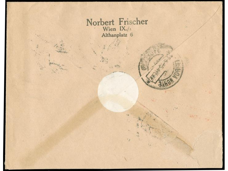 1935/36, Drei Flugpostbriefe von Wien nach Portugal, je mit Etappenstempel ‘Mit Flug bis:___" und hs. Eintrag ’Barcelona', je