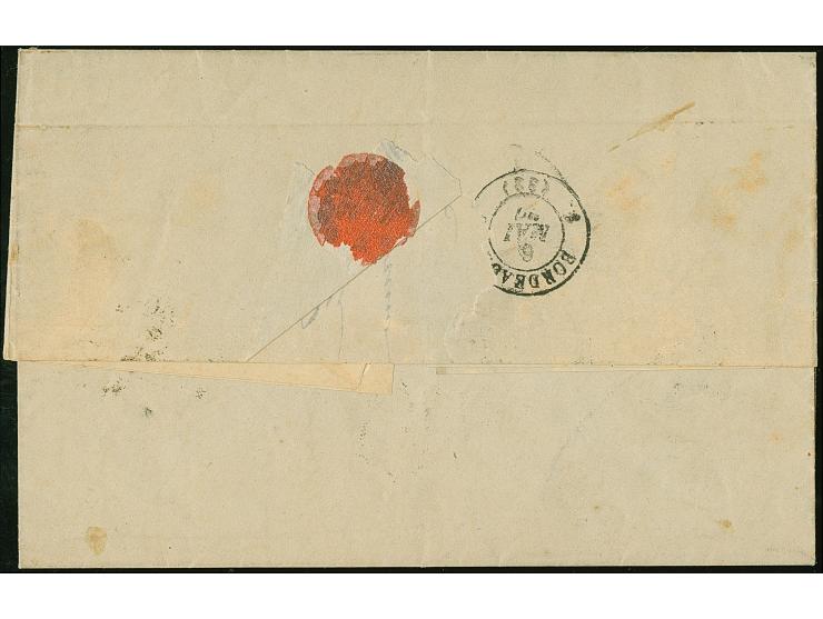 1877, Folded envelope bearing 8 c. / 10 c. tied by BUENOS AIRES Apr 8 cds., alongside ms. "Par Grenoque," octogonal french sh