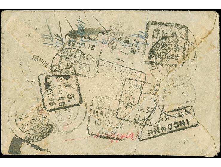 1938, Roosevelt 5 c. on cover from PEEKSKILL N.Y. Oct/10 to Vorarlberg Germany with arrival mark on reverse and forwarded to 