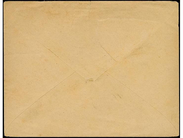 1891, King Luis 50 r. rose postal stationery envelope send with steam ship owner oval ds. ‘MOSES D.BENCHIMOL LISBOA 12/AGO/91