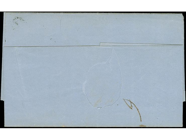 1858, Faltbrief aus Kiel mit schwarzem K1 “DAMPSK:POST-SPED: No.6. 15.3.1858” mit dänischem Postdampfer nach Kopenhagen, rote