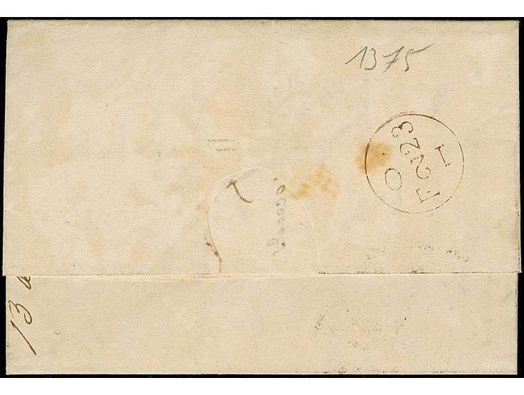 1823, folded envelope from London 23/sep. to Porto, ms. ‘2/6’ british tax and ms. ‘280+40/320’ for portuguese tax, cancelled 