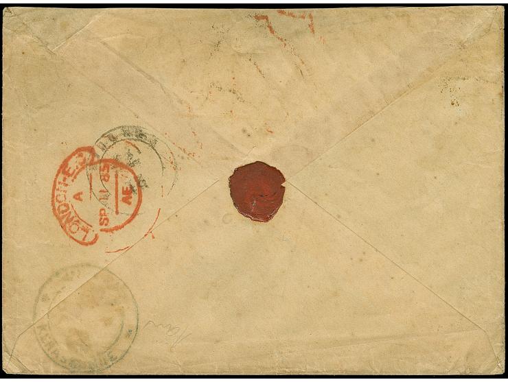 1885, "LICE MAGDENI POSTA SUBESI" (Isfila no.1, RRR) all arabic negative cancellation on envelope franked with 2 Pia. yellow 