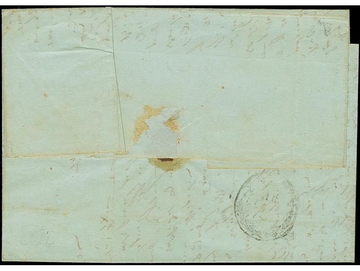 1854, Entire letter from Smirna to Syra, rated 40 lepta in red crayon, reverse with SYRA arrival cds. The cover shows caranti