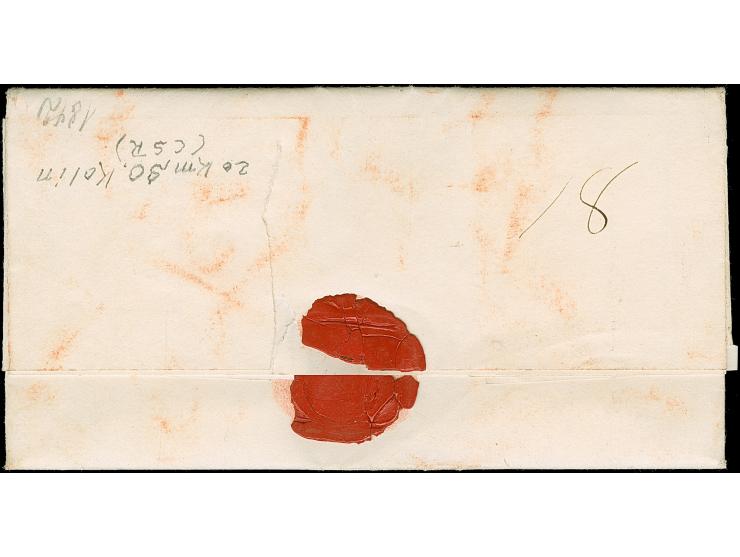 1842, CZASLAU 3 Decm: L2 in blau auf komplettem Faltbrief mit rotem 'Franco' und hs. ‘Franco Gränze’ an den Fürsten Ludwig üb