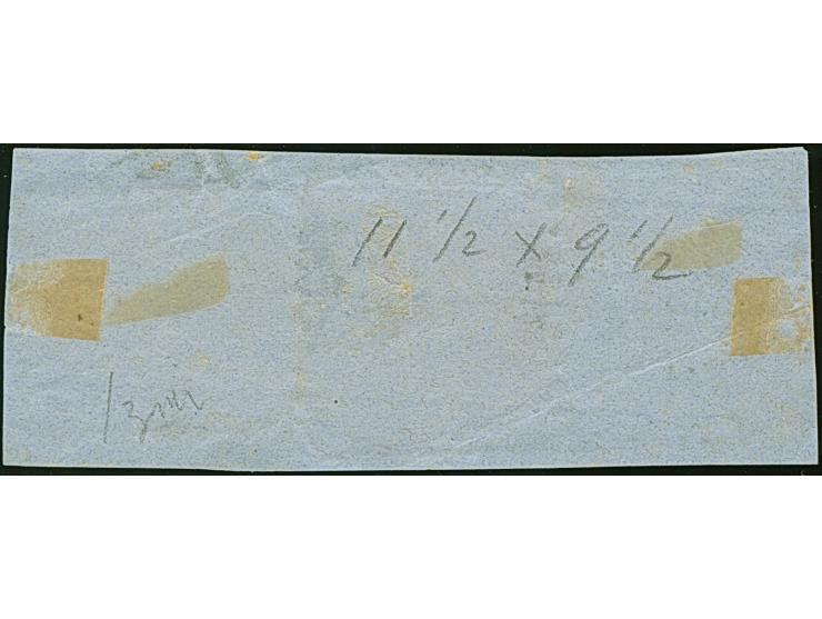 1870, 20 para yellowish brown and brick-red, rough perf 5-11, pair and single tied on piece by IZMIR box type cancellation (B