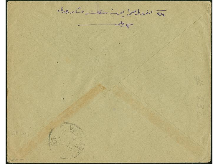 1922, Parliament 3 pia. carmine envelope fieldpost cancelled ‘SAHRA POSTASI 34 - 26.5.22’ in blue, violet censor ‘3’ in circl