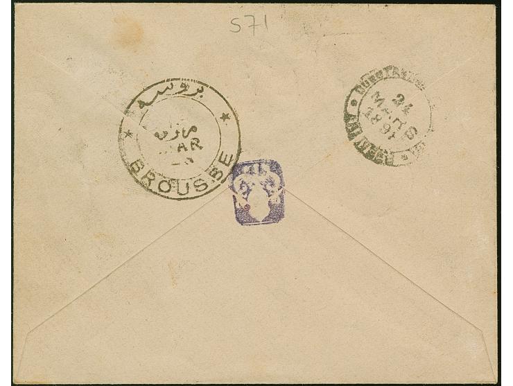 1898, kurioser Brief aus Langenargen / Bodensee 21.3.98 über Konstantinopel 24.3.98 nach Broussa 26.3.98 Türkei, unfrankiert 
