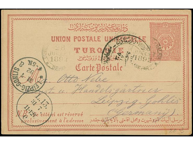 1892, Coat of Arms postal stationery card 20 pa. claret with imprint on reverse ‘Zur Erinnerung an die 1.Meerturnfahrt deutsc