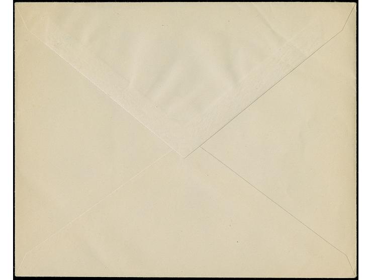 1916, Five Star &amp; 1331 red overprint on postal stationery envelope 1 pia. blue on white, inside colour lilac, fine, (Isfi
