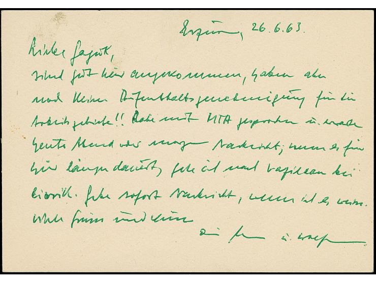 1944, Atatürk postal stationery card 45 krs. ultramarine, cancelled ERZURUM 26.6.63 ds., fine and extremely scarce nonuprated
