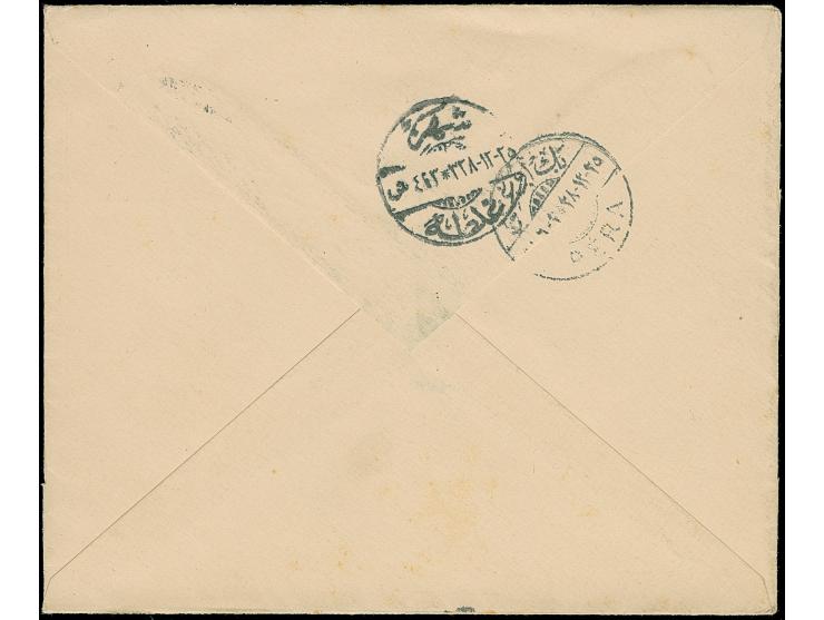 1909, 1 pia. light blue postal stationery envelope, clear cancelled GALATA 20.3.1910 (1328), used local with arrival mark PER