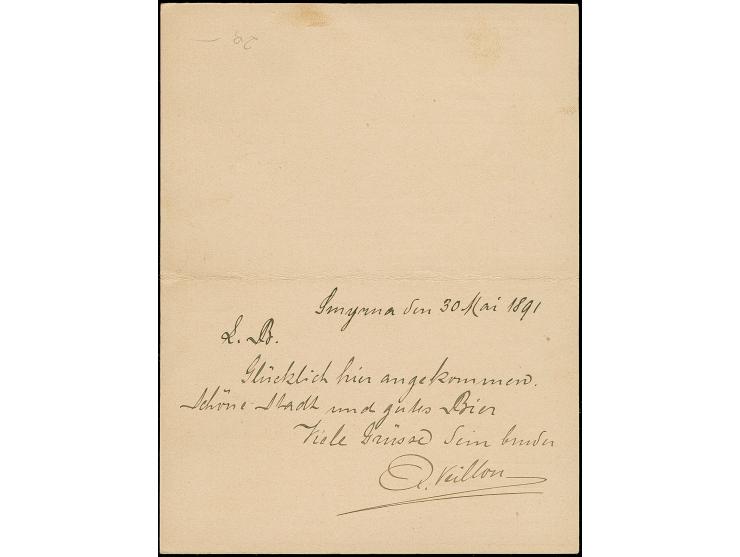1891, 20 pa.+20 pa. pale rose with pale flesh background postal stationery answering card complete used with violet POSTES OT