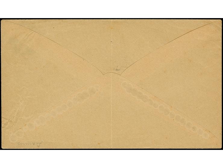 1862, "P.P.ÜCRETI ALINMISTIR" (Postage Paid) greenish-blue handstamped formular envelope, unused, usual crease and fold, othe