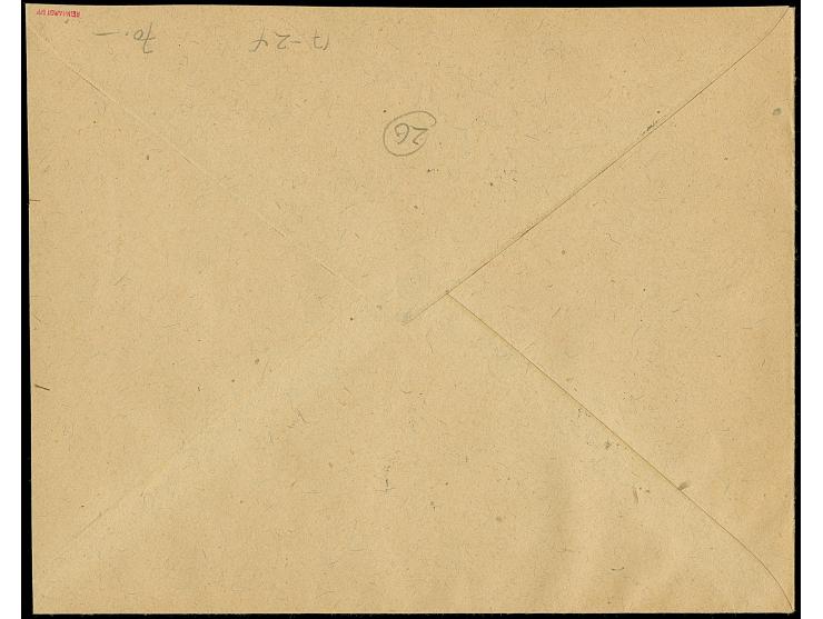 1921, 5 H bis 1 Kr kompletter Satz von acht ungezähnten Werten überfrankiert auf philatelistischem Brief, sauber gestempelt E