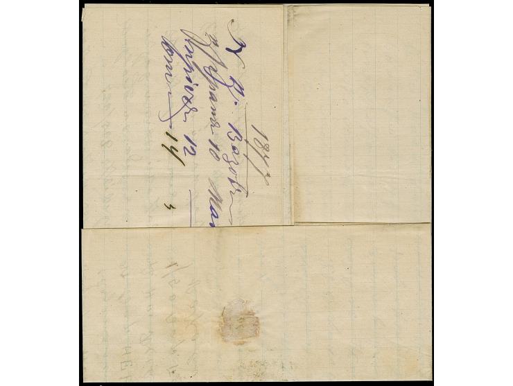 1877, Folded envelope from Constantinople on May 10, after the start of the Russo-Turkish War, bearing three 1 pia. yellow 18