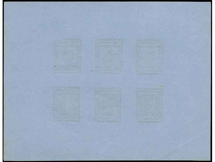 1851, 15 c. and 30 c. , official reprint leavlet with 3 values each