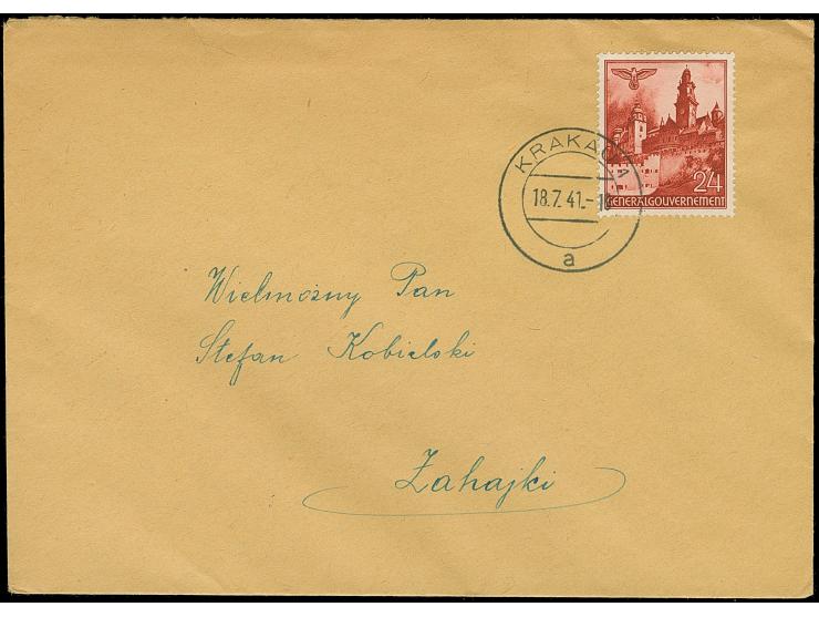 1940, 10 Pfg. mit Ovalstempel “ZAHAJKI” rs. auf Brf. von Krakau (Mi. 300,-)
