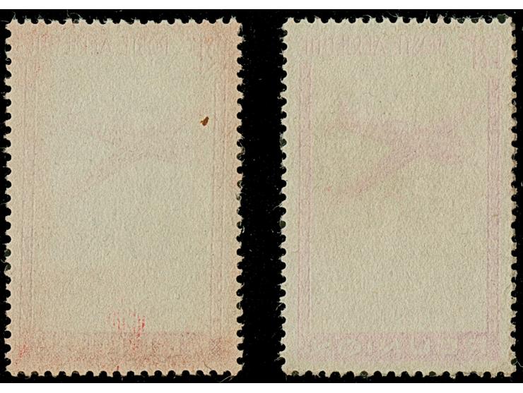 1938, air mail, 2 proofs ot frame and airplane in red and violet, ungummed