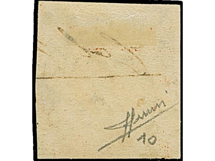 1859, 5 gr. light vermilion, Plate I, a used example of fine deep colour, good margins all round, lightly cancelled in black,