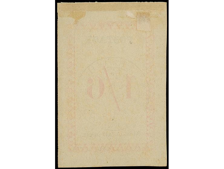 1886, 1sh. 6 d. rose, 'postage' 24.5 mm, Handstamped ‘British/Consular/Mail/Antananarivo’ in black, unused without gum, tiny 