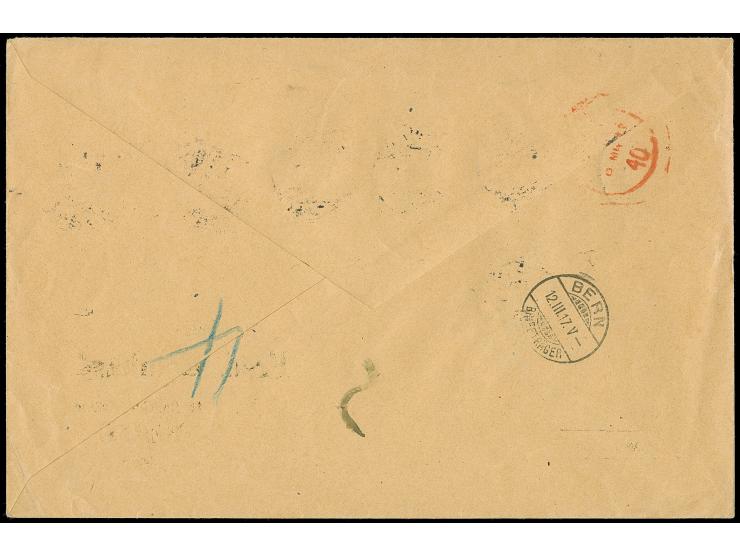 1916, Gold Coast KGV seven stamps up to 1 sh., each overprinted thick letters ´TOGO / ANGLO-FRENCH / OCCUPATION´, tied to reg