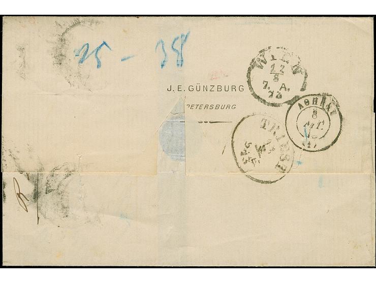 1864, 3 k. black/green, two singles, in combination with 1866 10k. brown/blue, fresh colors and good perforation, tied by cds