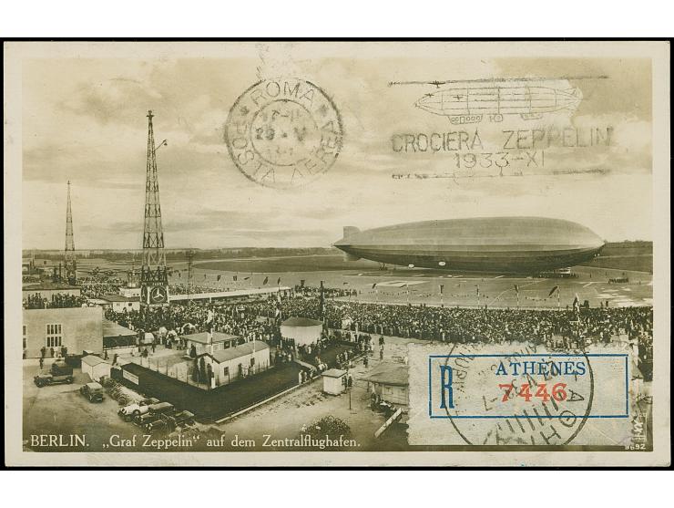 1933, Italienfahrt, Griechische Post, R-Karte bis Pernambuco
