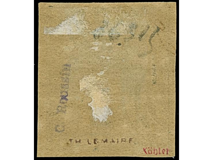 1870, Typographed by M.J. Viljoen in Pretoria 6 d. dull ultramarine, coarse impression, imperforate, light cancelled, large m