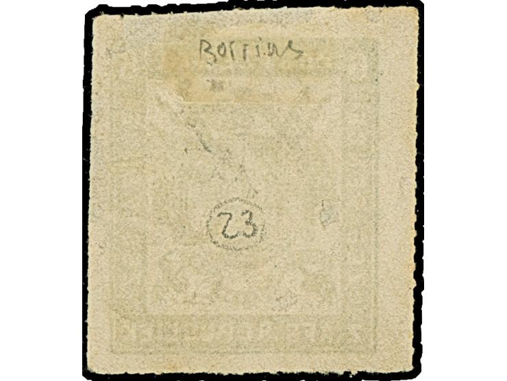 1870, Typographed by J.P. Borrius in Potchefstroom 6 d. blackish-blue on stout paper, roulette 15½-16, good to large margins,